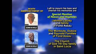 Edwin Raynold ~ Long Obituary
