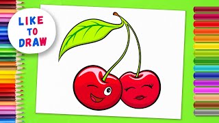 How to Draw CHERRY step by step | Cute Lovely Sweet Cherry Drawing Tutorial | Simple Easy Guide Tips