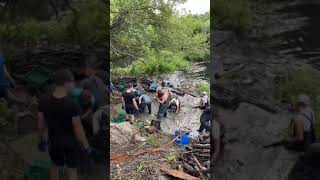 Volunteers clean the Udy river in Kharkov Ukraine