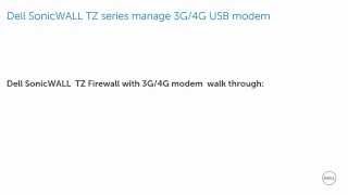 Dell SonicWALL TZ Manages 3G/4G Modems