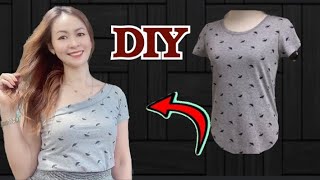 DIY 5 steps from a simple t-shirt. to become a sexy, stylish shirt