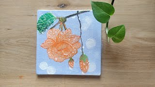 Easy And Beautiful Acrylic Painting For Beginners | Flowers Acrylic painting | Canvas Painting |