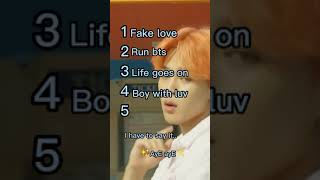 My top 5 BTS songs 💜                     #bts #fakelove #runbts #lifegoeson #boywithluv #dynimite