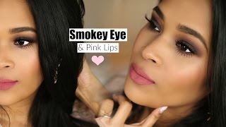 Easy Brown Smokey Eye & Pink Lips Spring Makeup Tutorial MissLizHeart