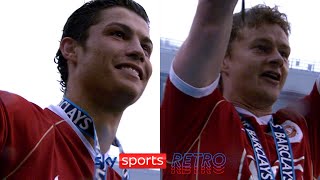 Cristiano Ronaldo & Ole Gunnar Solskjaer celebrate winning the Premier League with Manchester United