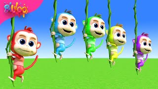 Five Little Monkeys Song | Colorful monkeys | BluLoo Nursery Rhymes & Kids Songs