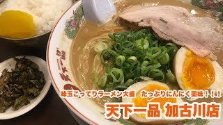 【天一】味玉ラーメン 大盛 にんにく薬味をたっぷり入れて堪能〜【天下一品 加古川店】