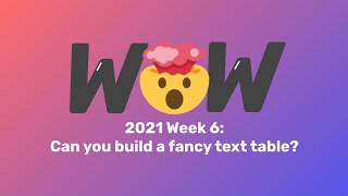 Tableau | #WOW2021 | Week 06 | Can you build a fancy text table?