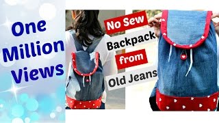 DIY: No-Sew Backpack from Old Jeans || Recycle old Denims
