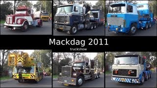 Trucks leaving after the Mackdag 2011 truckshow Part1/2