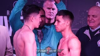LEO SANTA CRUZ AND RAFAEL RIVERA GO FACE TO FACE AT WEIGH INS BEFORE THEIR CHAMPIONSHIP FIGHT ON FOX