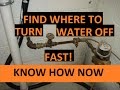 Find Main Water Supply Valve - Turn Off Water to House