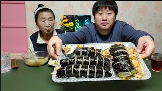 ☆대패삼겹살 쪽파김밥~ 그런데 맛이 좀싱겁네, 시원한 오뎅국 먹방~!!