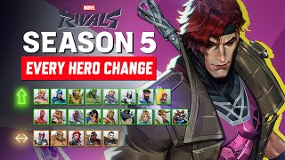 EVERY HERO CHANGE for Season 5 | GAMBIT IS HERE in Marvel Rivals