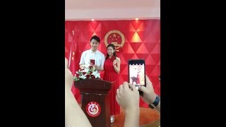 5/7/2016恭喜！陈妍希陈晓领证 准新娘红衣抢镜 Trần Hiểu -Trần Nghiên Hy đăng ký kết hôn tại quê nhà Trần Hiểu