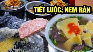 Tiết luộc, quẩy nóng, nem rán ngon sạch đông khách nguyên liệu tự làm không mua ngoài #hanoifood