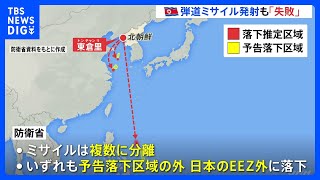 北朝鮮 弾道ミサイル発射も“失敗”複数に分離し落下　10月に3度目の打ち上げを予定｜TBS NEWS DIG