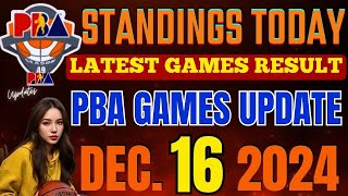 PBA STANDINGS TODAY | December 16, 2024 | pba games results | pba schedule DECEMBER 17, 2024