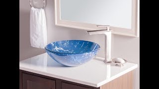 Blue Marbled Glass Vessel Sink - TID-269