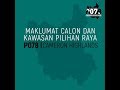 Maklumat Calon Dan Kawasan PRK Cameron Highlands