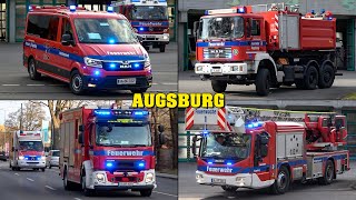 [BESTÄTIGTES FEUER] - Feuerwehr AUGSBURG | Alarmfahrten an einsatzreichem Tag! 7 Alarme | LÖSCHZUG