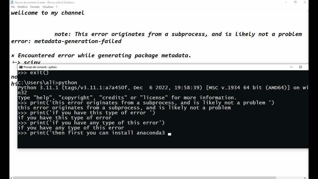 Subprocess Error With Pip Install - YouTube