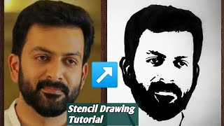 Easy! Stencil drawing tutorial for beginners /Prithviraj Sukumaran stencil art