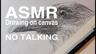 ASMR - Drawing a raven on canvas, Part 1 (no Talking)