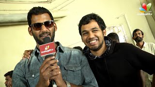 Vishal and Hiphop Adhi teasing each other at Aambala FDFS | Interview