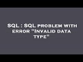 SQL : SQL problem with error 