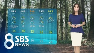 [날씨] 서해안 비바람 전국 확대…폭염특보는 완화·해제 / SBS