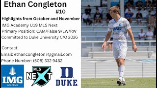 Ethan Congleton | U19 October and November Highlights | IMG Academy MLS Next