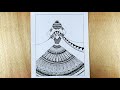 Easy Mandala art of Traditional girl with beautiful Lehenga | Girl with beautiful Dress/Mandala art