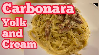 (130) Spaghetti Carbonara 3! Tried with only egg yolk and cream. Can’t wait O.P. Restaurant?