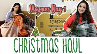 christmas decor amazon haul | Setting up my first Christmas tree 🎄| Vlogmas Day 1| Meghna Verghese