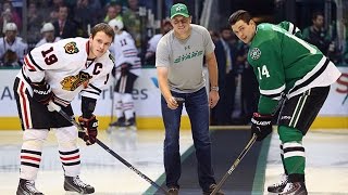 Jordan Spieth drops ceremonial first puck