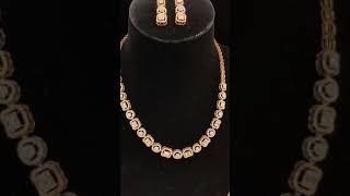 Beautiful 5.35 Cts Round Baguette Cut Diamonds Wedding Halo Necklace Earrings Set 14K Two-Tone Gold