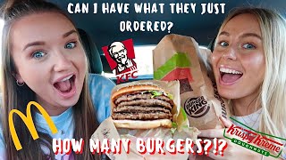 EATING WHAT THE PERSON IN FRONT OF ME ORDERS AT THE DRIVE THRU * ft my best friend * 24 hours *