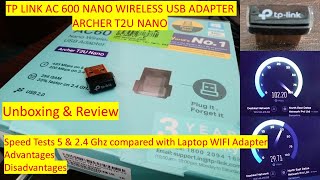 TP Link AC600 Nano Wireless USB Adapter Unboxing & Review | Archer T2U Nano