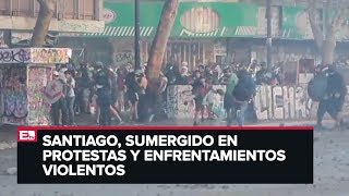 Violentos enfrentamientos entre manifestantes y policía en Chile