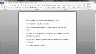 Using Table Variable