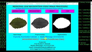 Medicinal Leaf Recognition Using Image Processing || Python Project With Source Code