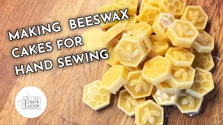 Making beeswax cakes for strengthening linen thread