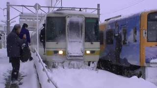 会津鉄道会津田島駅 〜吹雪に負けず列車は走る〜