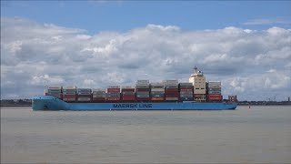 Venta Maersk swings to starboard to depart the Port of Felixstowe.    8th June 2022