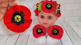 мак вязаный крючком/crochet flower/gehäkelte Blume