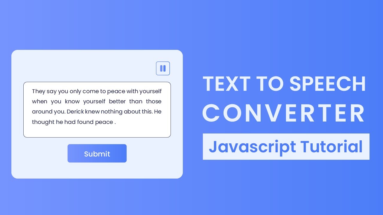 Text To Speech Converter Javascript Project With Source Code Youtube