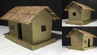 How To Make Hut Using Clay, Bamboo Sticks & Dry Coconut Leaf || Easy & Simple House Making