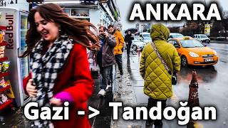 Gazi Hastanesi→ Tandoğan | Yağmurlu Günde Yürüyüş | Discover Ankara’s Rainy Streets in 4K