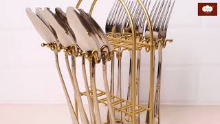 Luxury Cutlery Set for Your Dining Table | Vantage Stainless Steel with Gold Cutlery Set